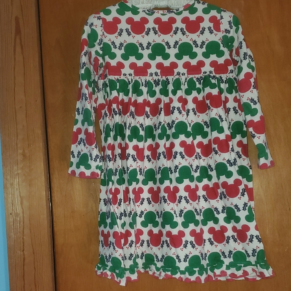 Disney Green and Red Minnie Micky Mouse Silhouette Dress By Hanna Andersson